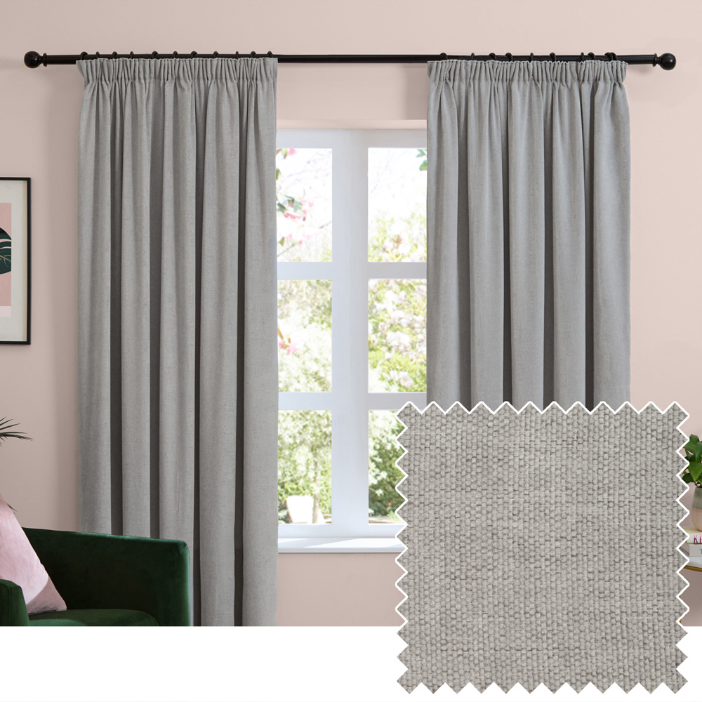 Furn Soft Chenille Silver Blackout Pencil Pleat Curtains 117 x 183cm Image 5