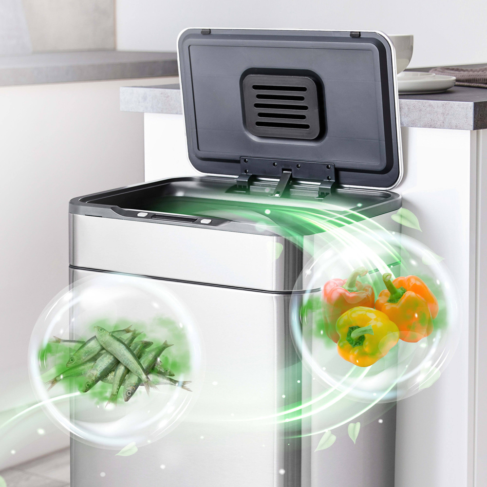 Tower Ozone Filter Silver Stainless Steel Sensor Bin 65L Image 4