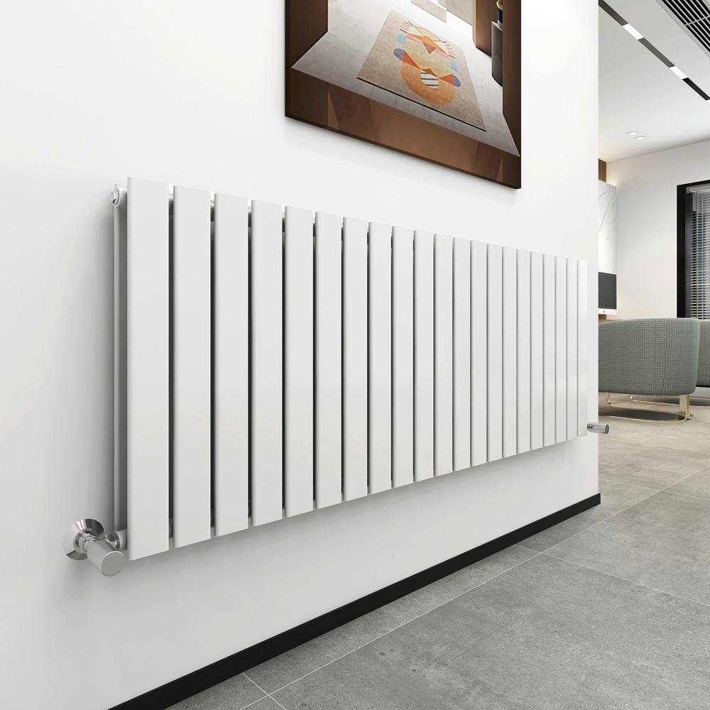 Long Double Radiator White 9454 BTU Double Flat Panel Vertical Column Radiator 600 x 1428mm ...