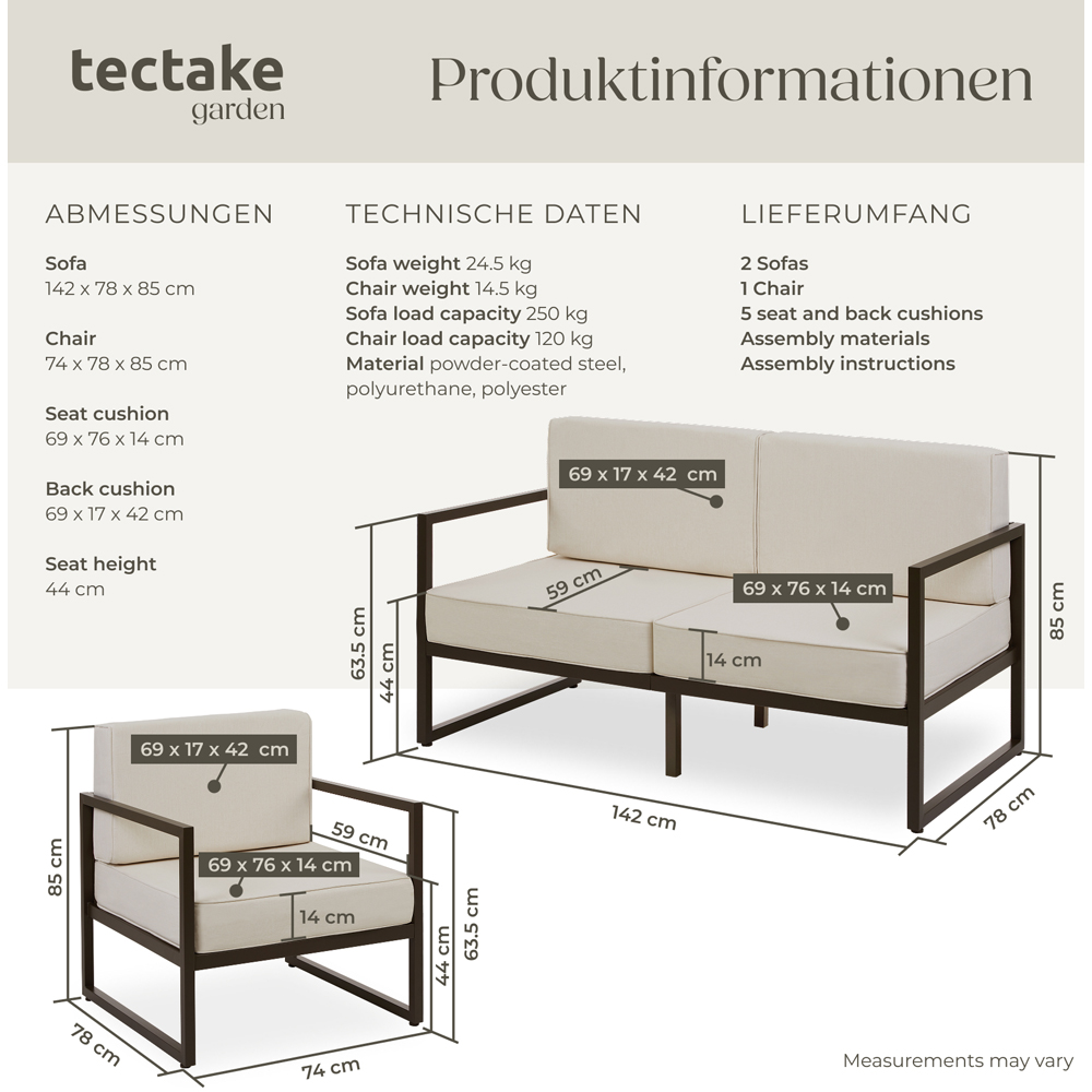 tectake Comosa 5 Seater Garden Sofa Set with Cushion Image 9