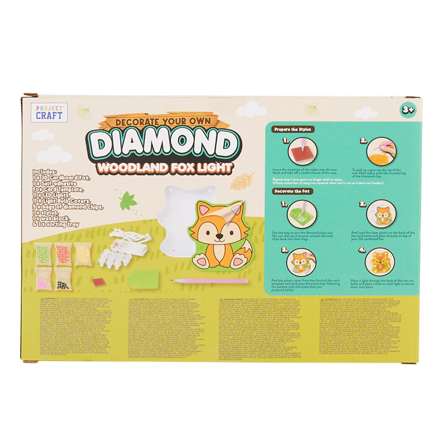Design Your Own Light Up Diamond Woodland Animal Kit - Multicolour Image 6