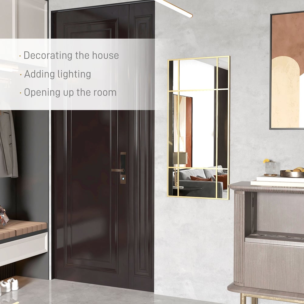 Portland Gold Tone Window Style Hanging Vanity Mirror 110 x 50cm Image 7