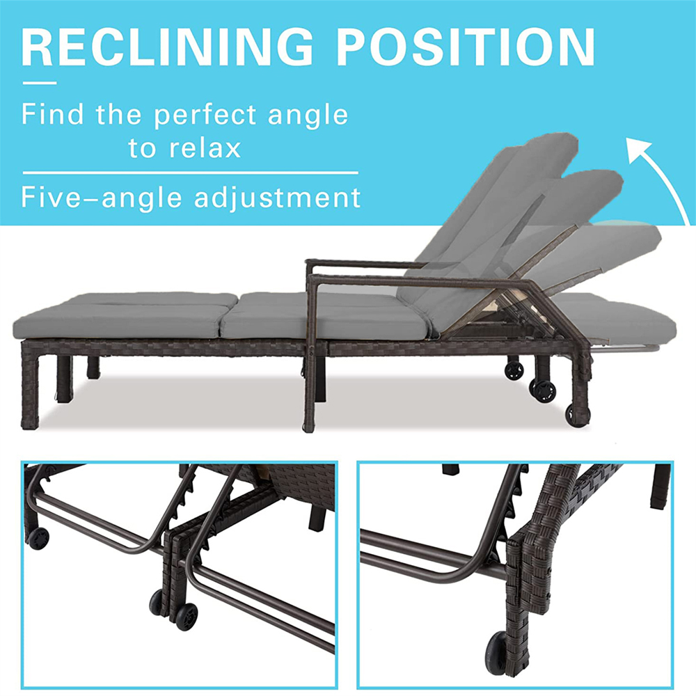 Furniture One Rattan Sun Lounger with Wheels Image 4