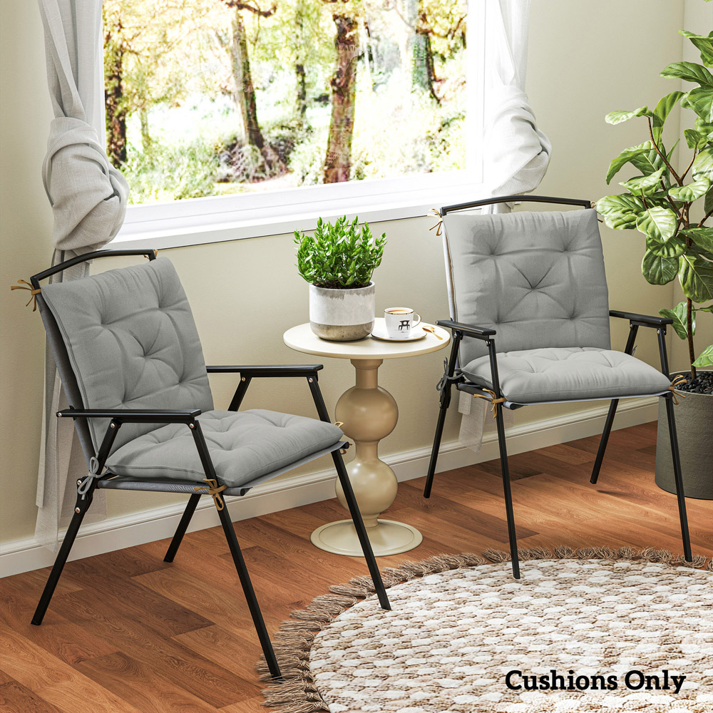 Outsunny Grey Garden Chair Cushions 49 x 50cm 2 Pack Image 5