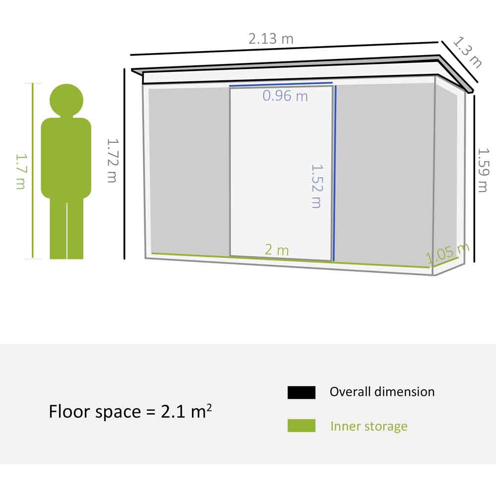 Outsunny Metal Garden Storage Shed 7x4ft Image 7