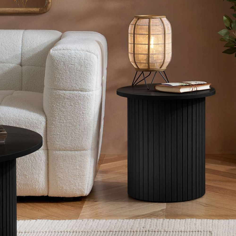 Birlea Axel Fluted Black Side Table Image 7
