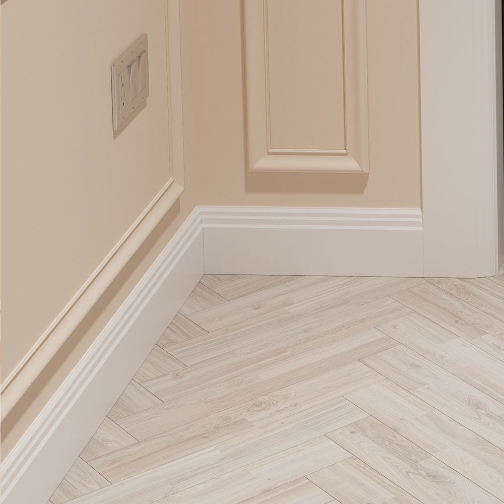 National Skirting White Stepped Primed Skirting Board 18mm 70 x 3040mm Image 2