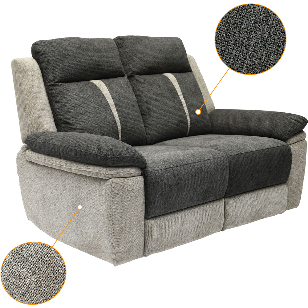 Comfy Living 2 Seater Grey Manual Recliner Sofa Image 5