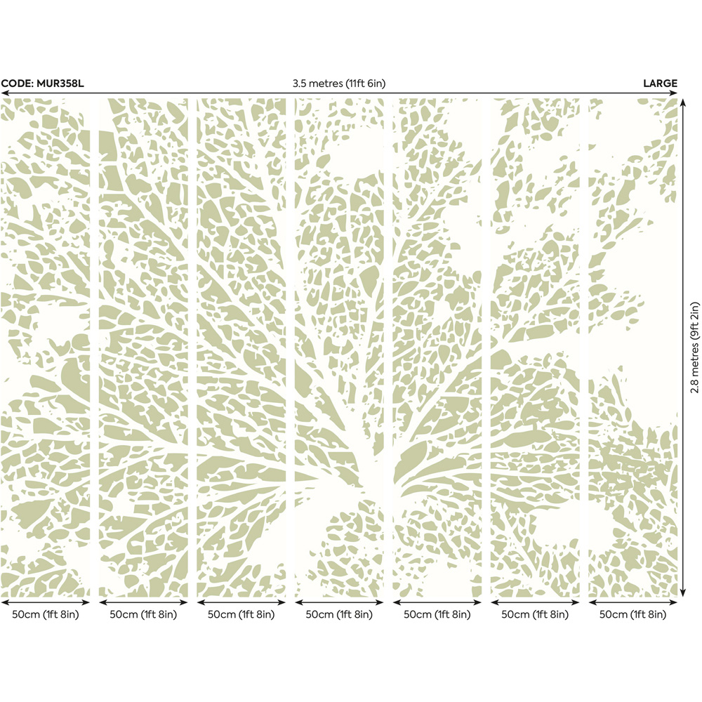 Origin Murals Skeleton Leaf Green Wall Mural Image 3