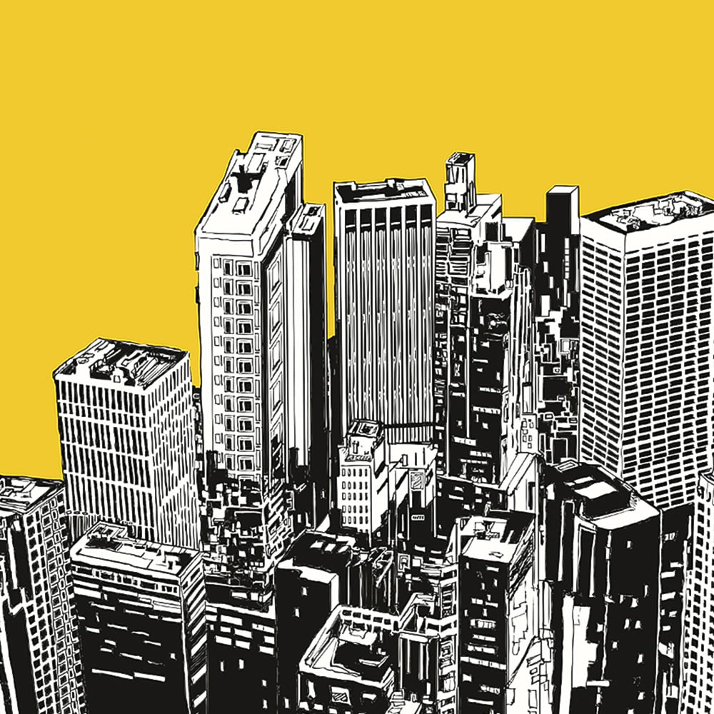 Origin Murals Urban City Skyscrapers Gold Wall Mural Image 2