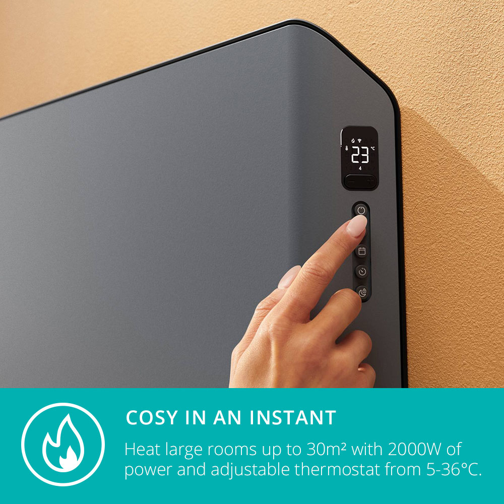 Duux Edge Smart Grey Convector Heater 2000W Image 2