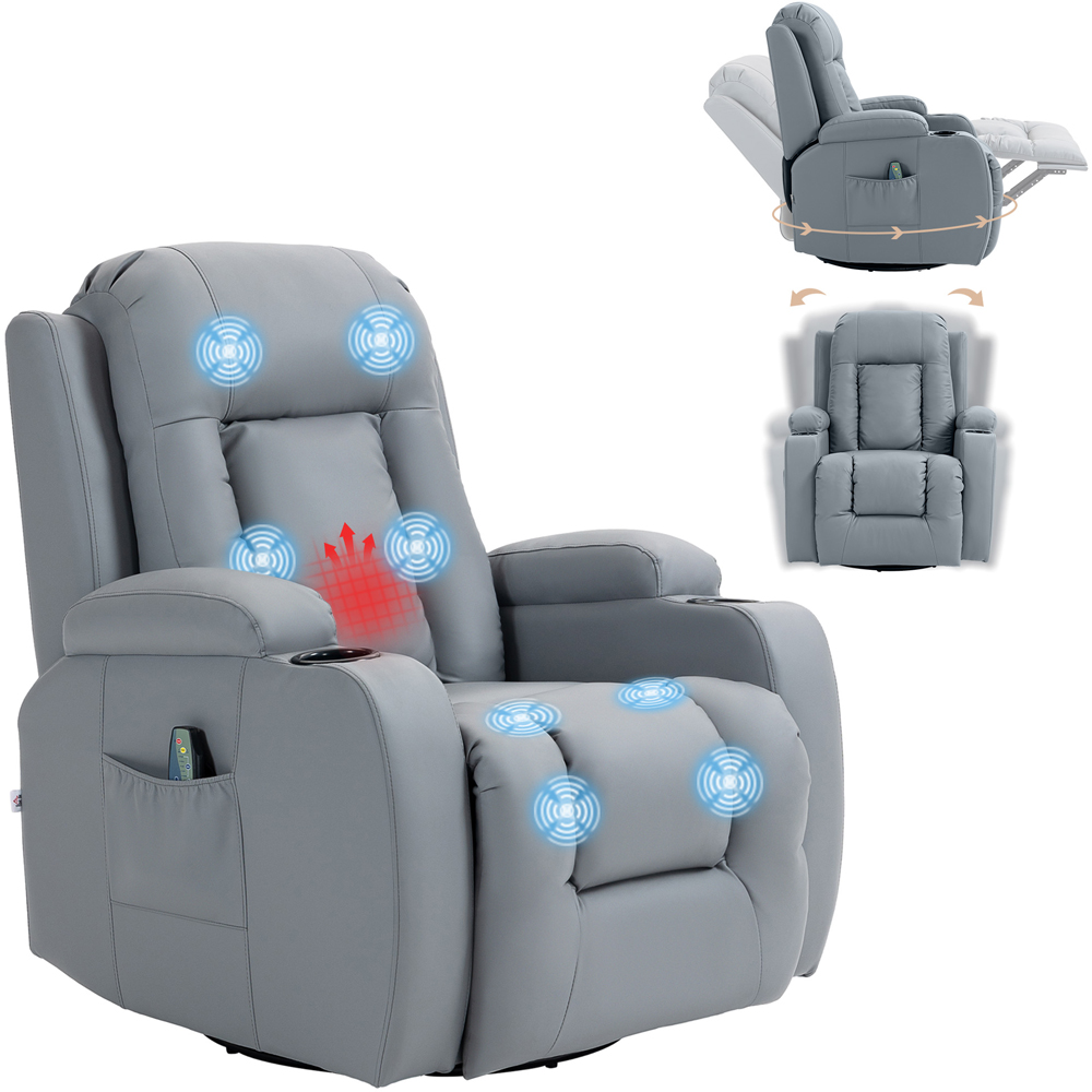 Portland Light Grey Massage Manual Recliner Chair with 8 Vibration Image 2