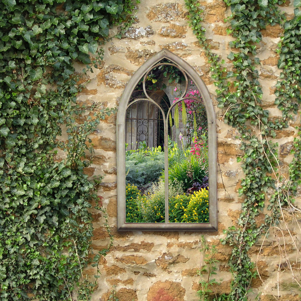 Charles Bentley Sand Gothic Chapel Outdoor Garden Mirror 112 x 61cm Image 2