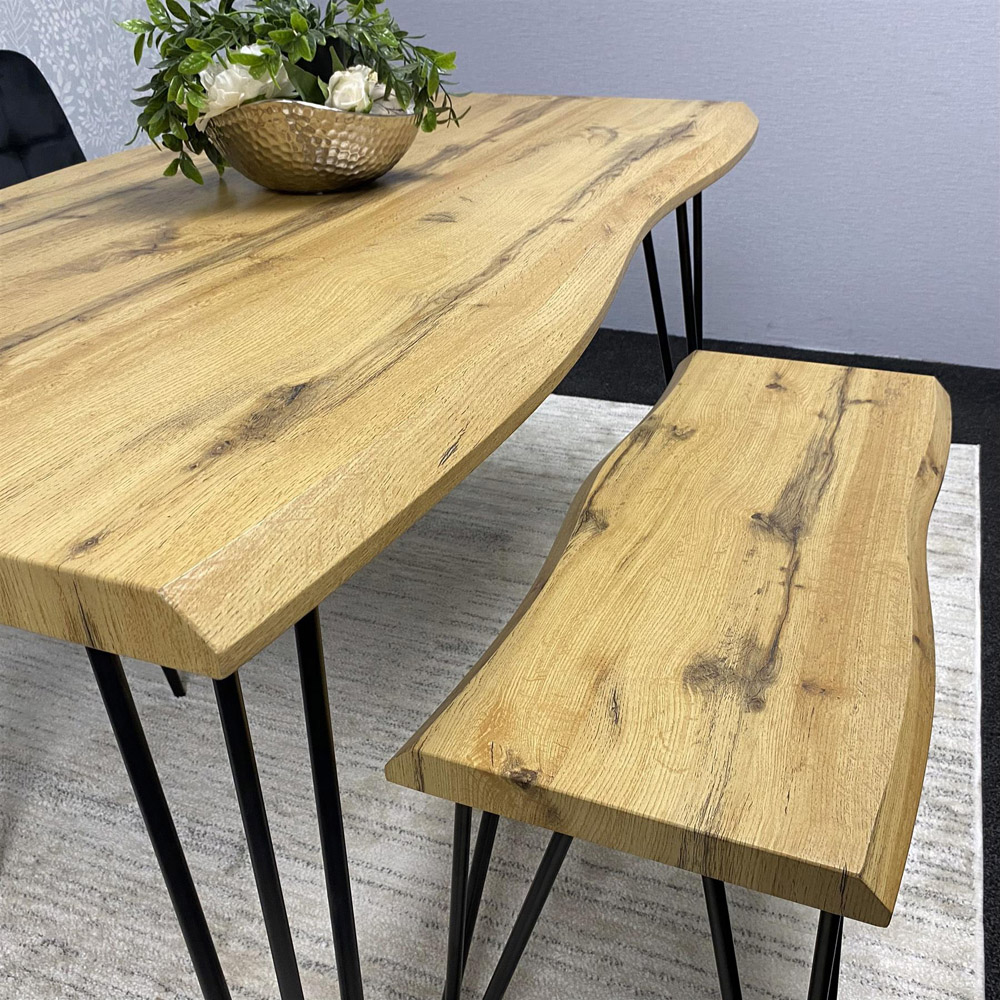 Kosy Koala 4 Seater Velvet Wooden Dining Set with Bench Black Image 4