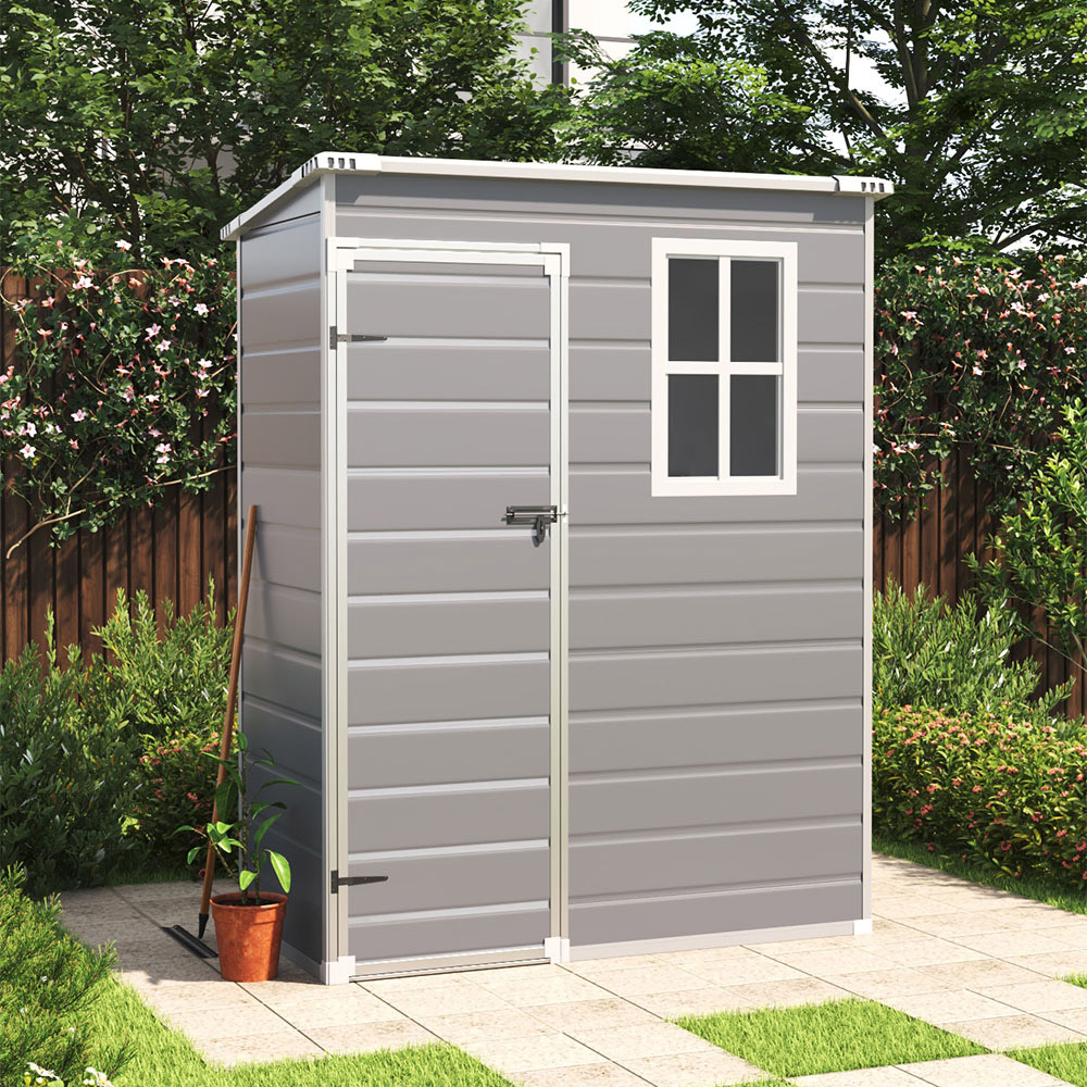 Living and Home 5 x 3ft Grey Waterproof Outdoor Storage Shed Image 2