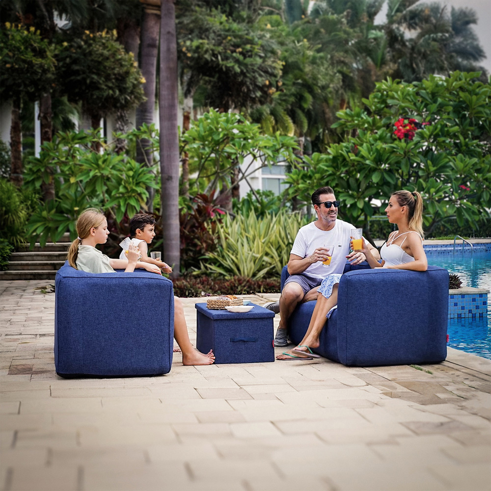 Wave Spas 4 Seater Navy Inflatable Flocked Sofa and Chair Set Image 8