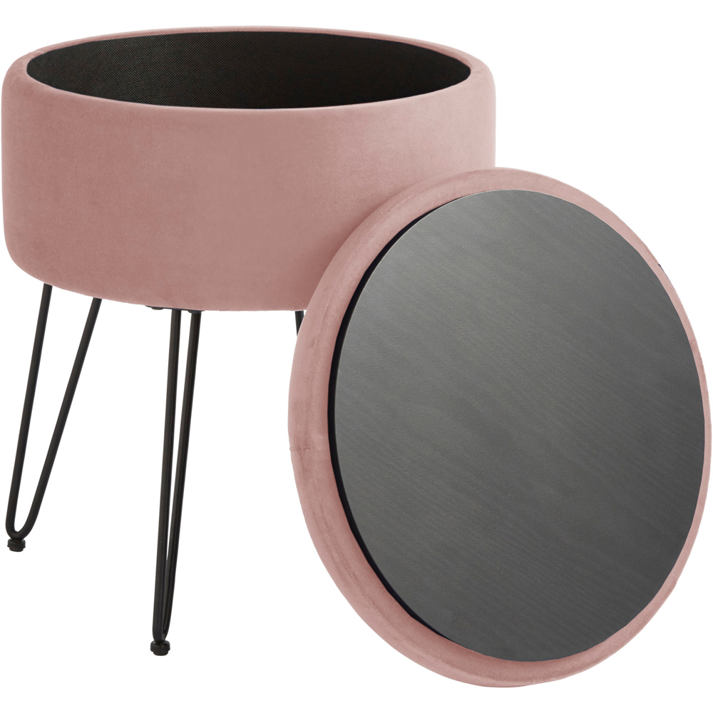 GFW Avery Blush Pink Velvet Storage Stool Image 3
