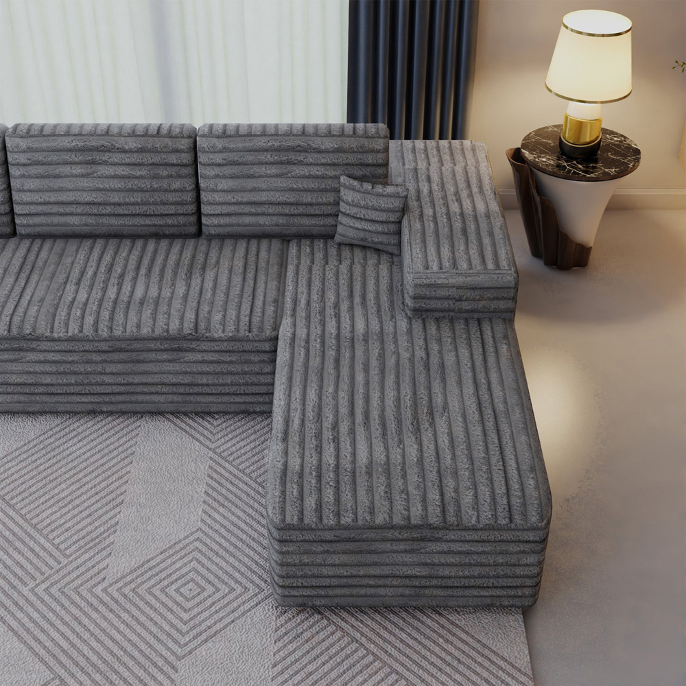 Sliding Wardrobes 4U 3 Seater L Shaped Grey Corner Sofa with Reversible Chaise Image 3