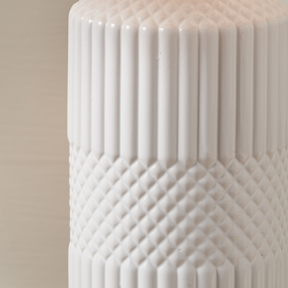 Pacific Lifestyle Meribel White Geo Textured Ceramic Tall Table Lamp Image 4