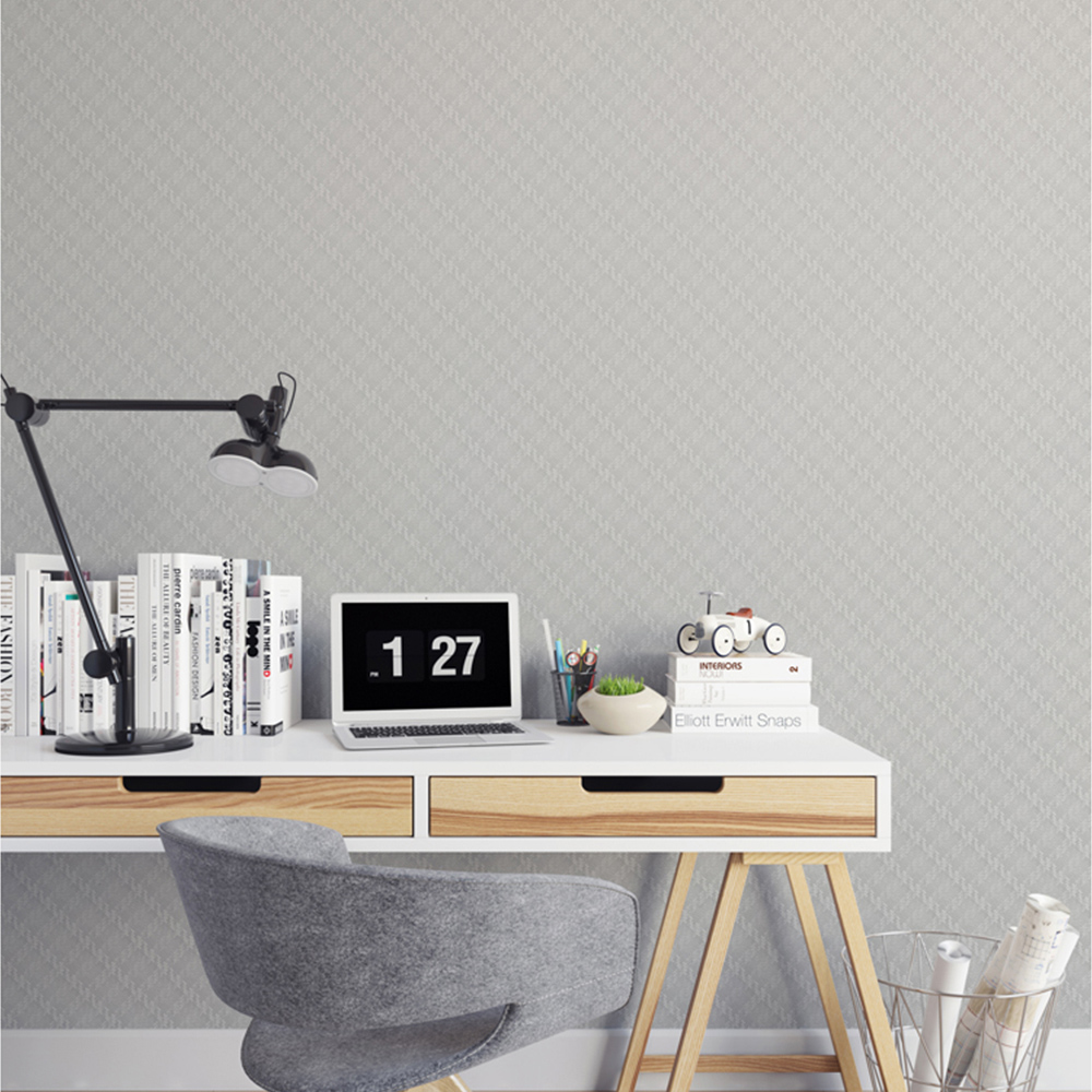 Design ID Lattice Mirage on Herringbone Weave Grey Wallpaper Image 3