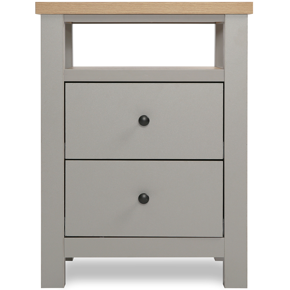 Wiltshire 2 Drawer Grey Bedside Table Image 2