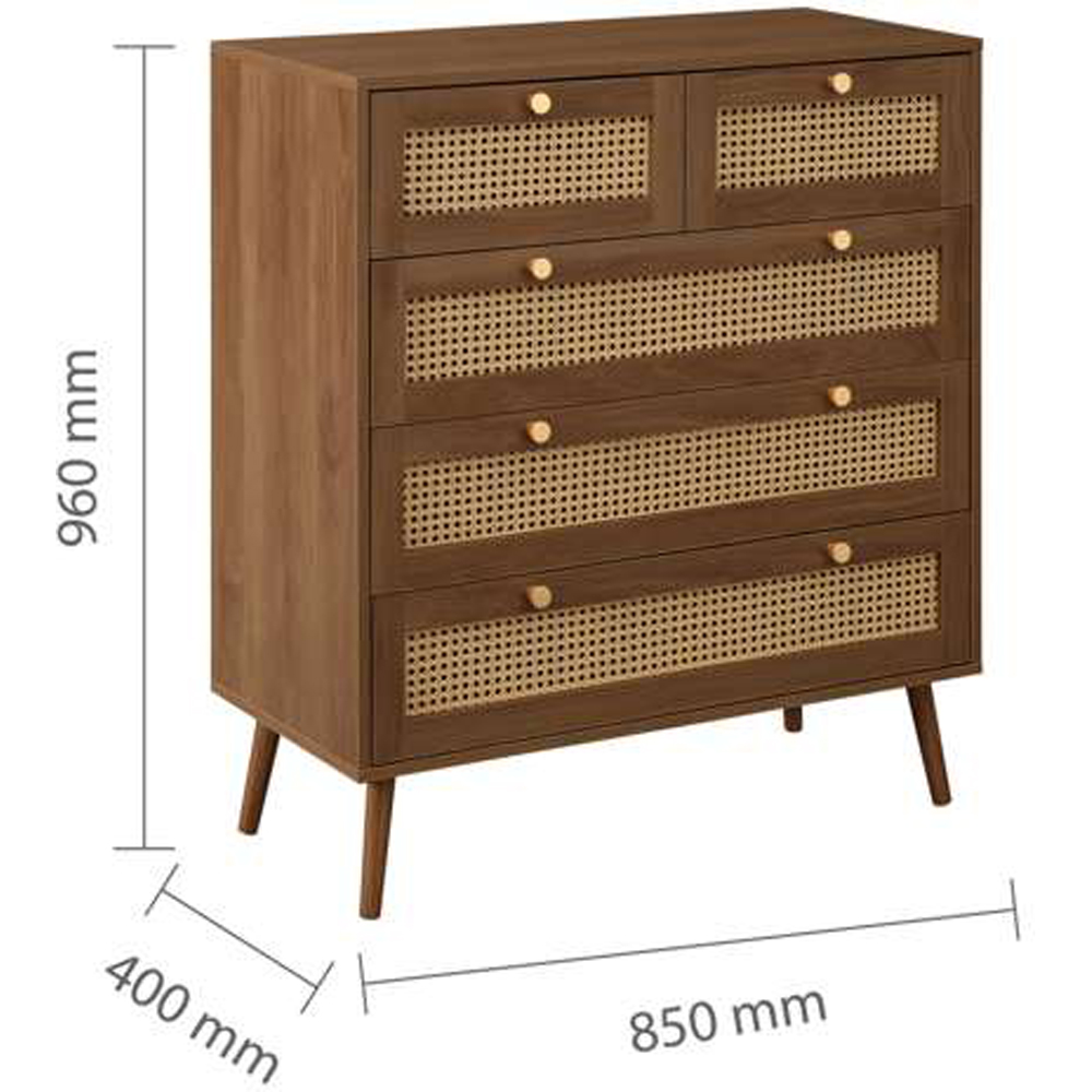 Croxley 5 Drawer Rattan Chest of Drawers Image 7