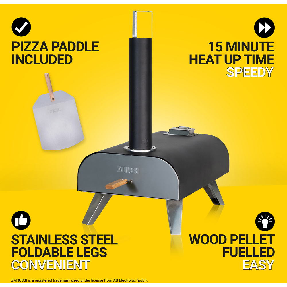 Zanussi Black Wood Pellet Pizza Oven with Paddle and Cover Image 9