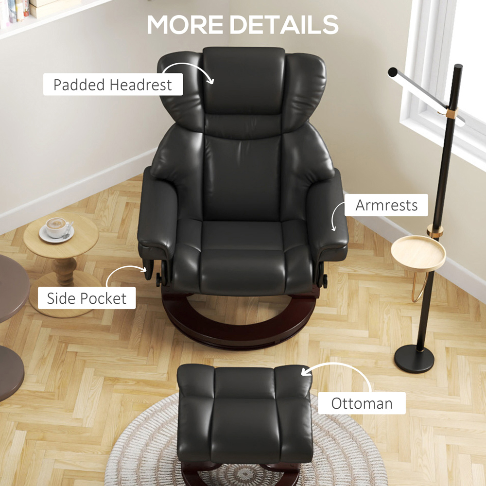 Portland Black Massage Recliner Chair with Footstool and Adjustable Backrest Image 8
