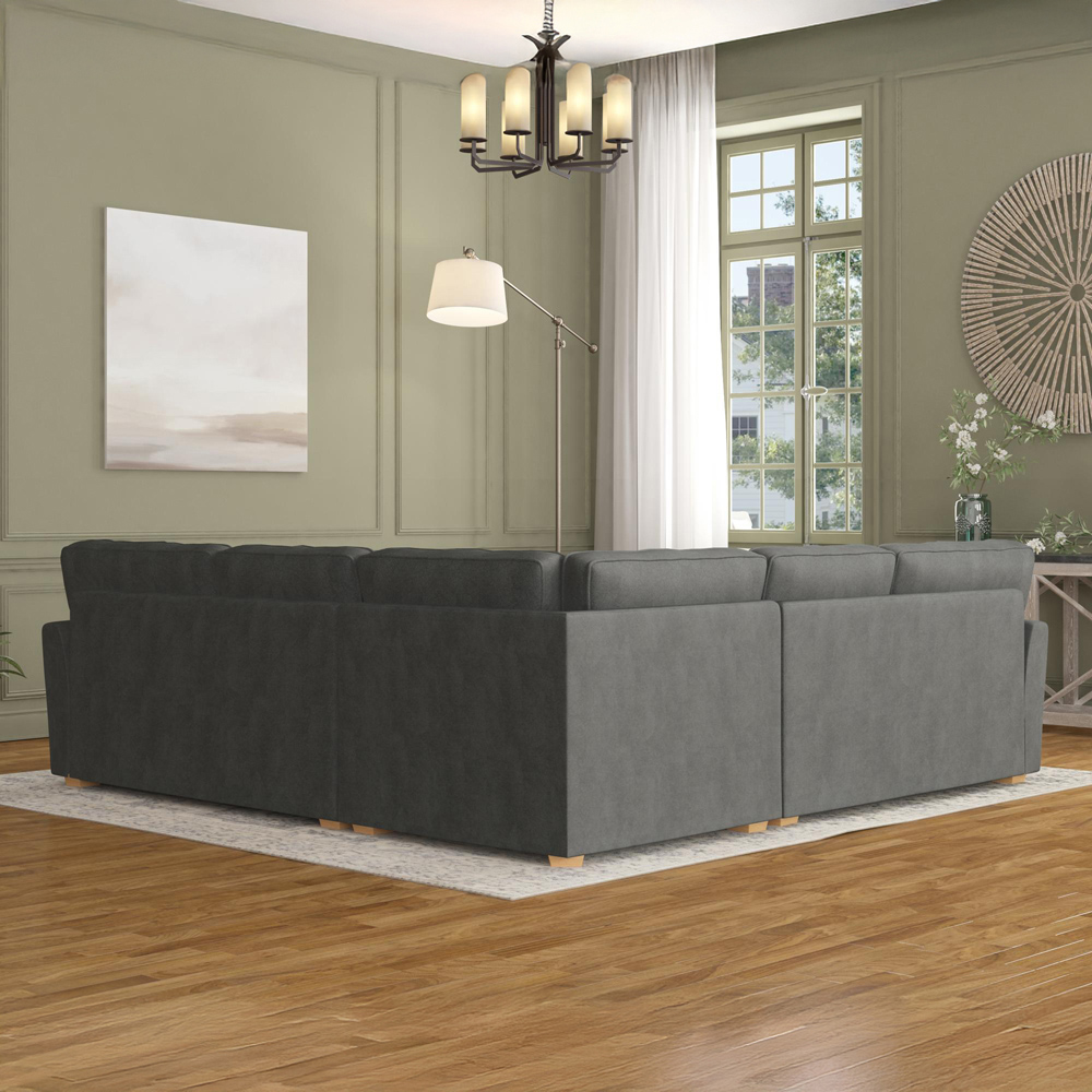 Wendleberry 4 Seater Steel Plush Velvet Fixed Back Corner Sofa Image 6