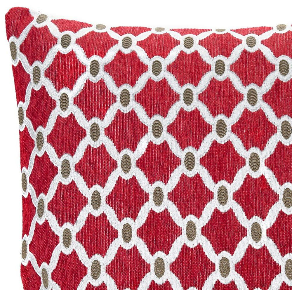Alan Symonds Berkeley Red Chenille Geometric Cushion with Polyester Filled Pad 45 x 45cm 4 Pack Image 3