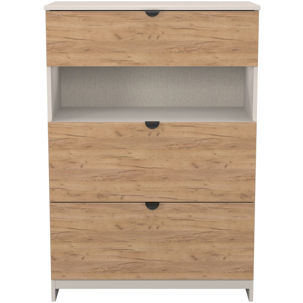 Crowndale Bora 3 Drawer Single Shelf Gold Oak and Kashmir Storage Unit Image 2