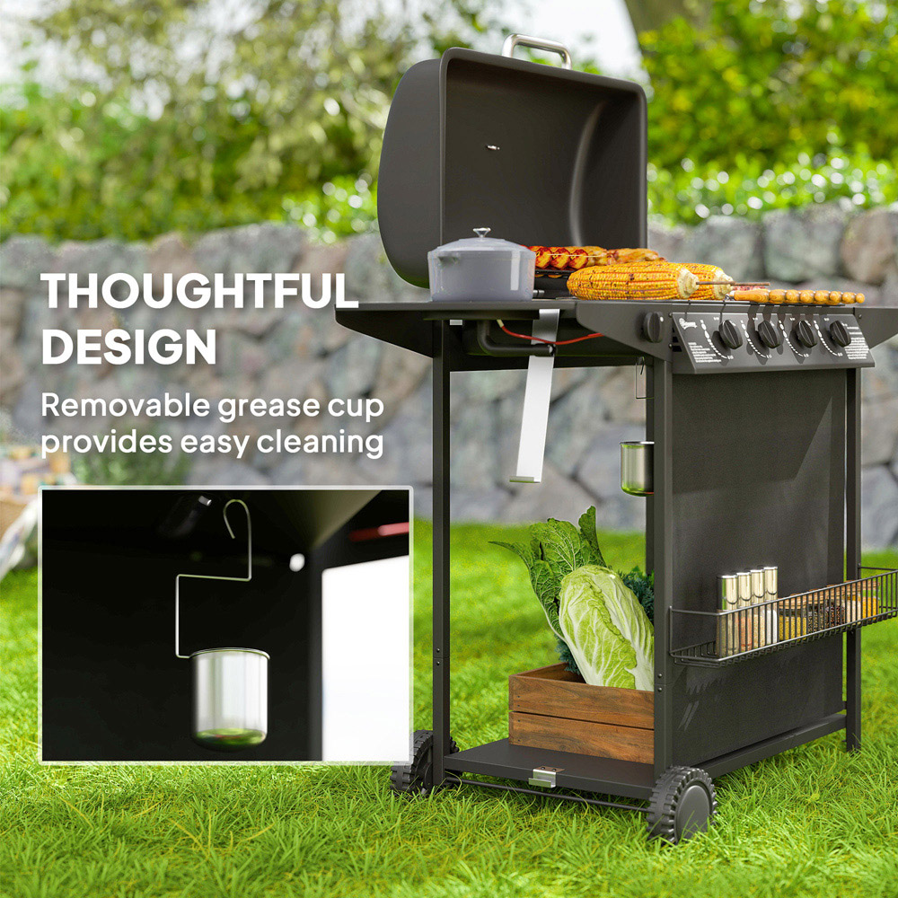 Outsunny Black 5 Burner Gas Barbecue Grill with Lid Image 7