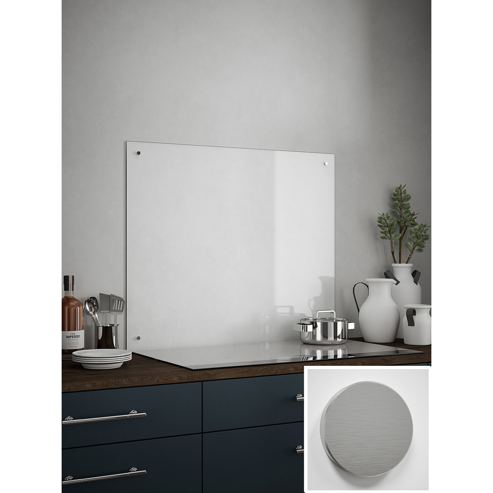Clear Glass Kitchen Splashback with Brushed Caps 900 x 750 x 4mm Image 4