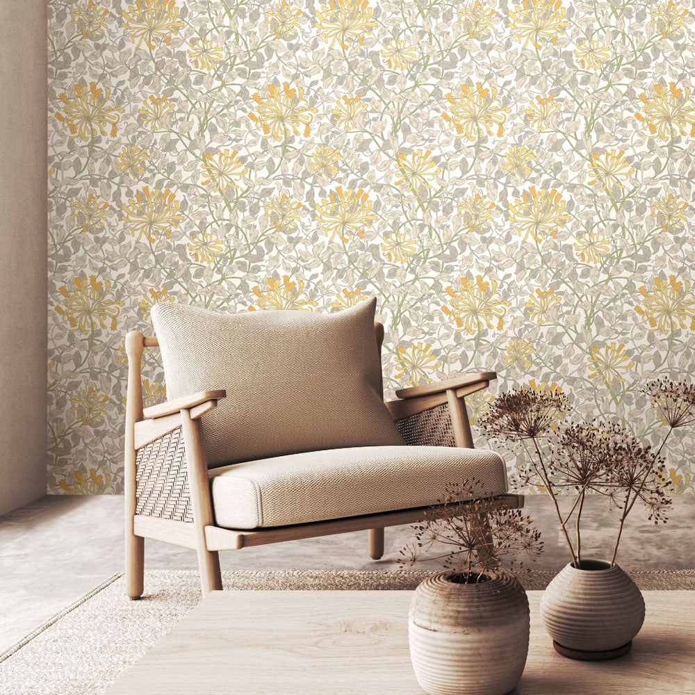 Hoopla Walls Honeysuckle Leaf Trail Warm Grey Non Woven Wallpaper Image 2