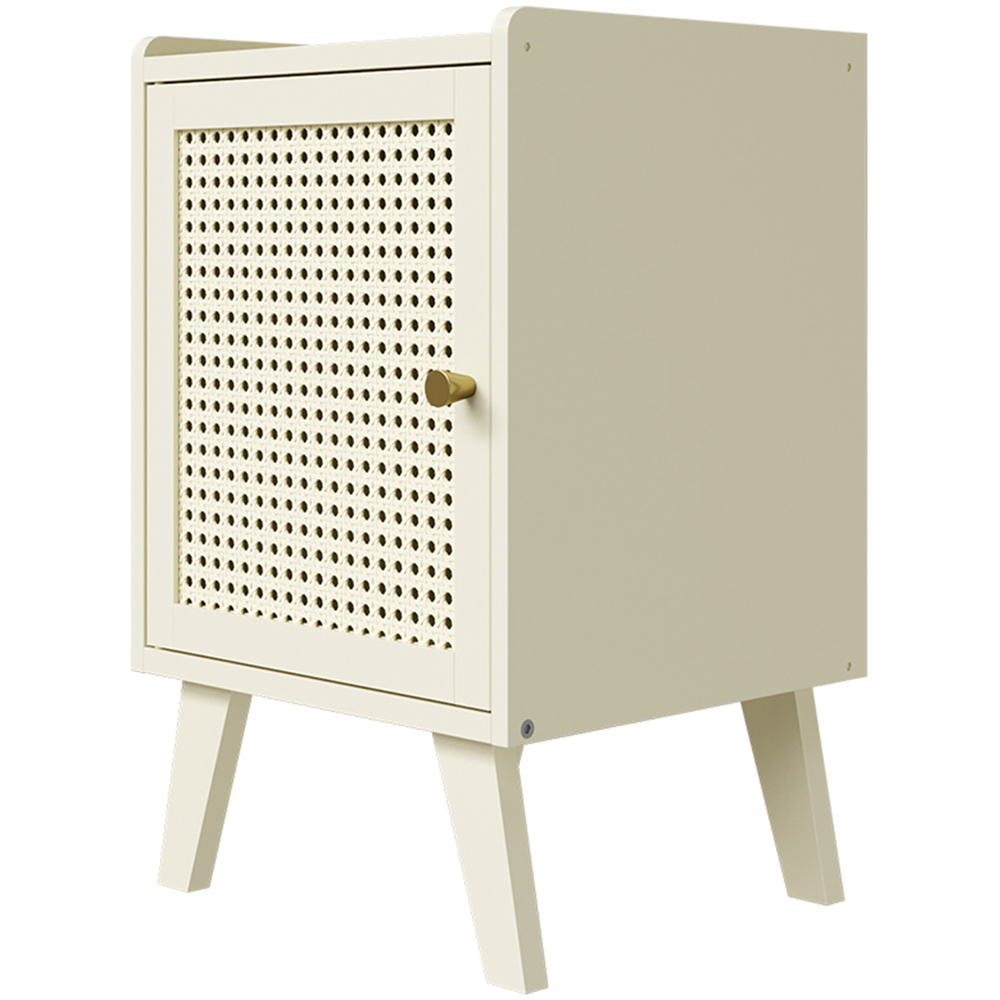Living and Home Single Door Cream Rattan Bedside Table Image 2
