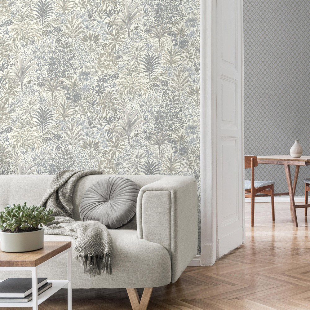 Vymura Capri Palm Landscape Natural and Grey Vinyl Wallpaper Image 4