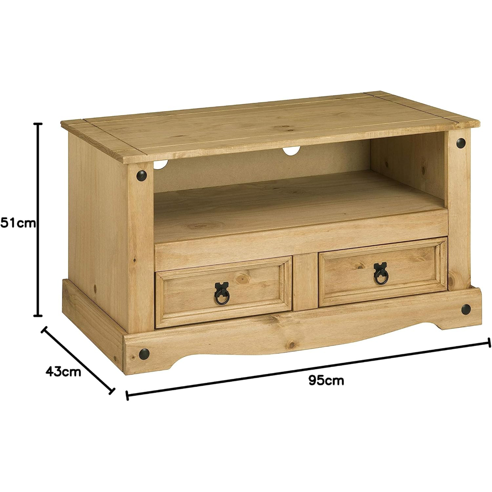 Mews Corona Waxed Pine Mexican Style 2 Door Single Shelf Flat Screen TV Stand Image 6