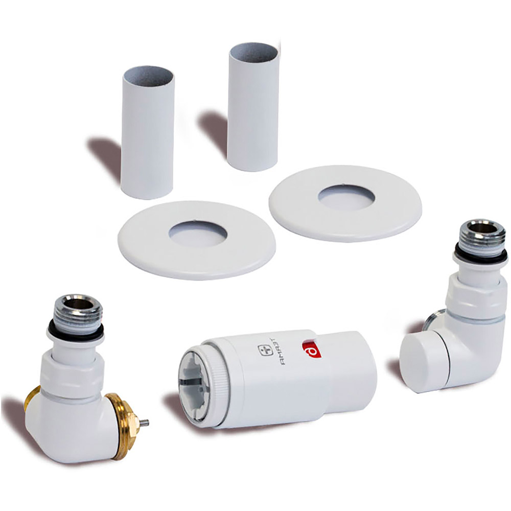 Terma Vario Soft Matt White Left Sided Vision 3 Axis Thermostatic Radiator Valve Set Image 3