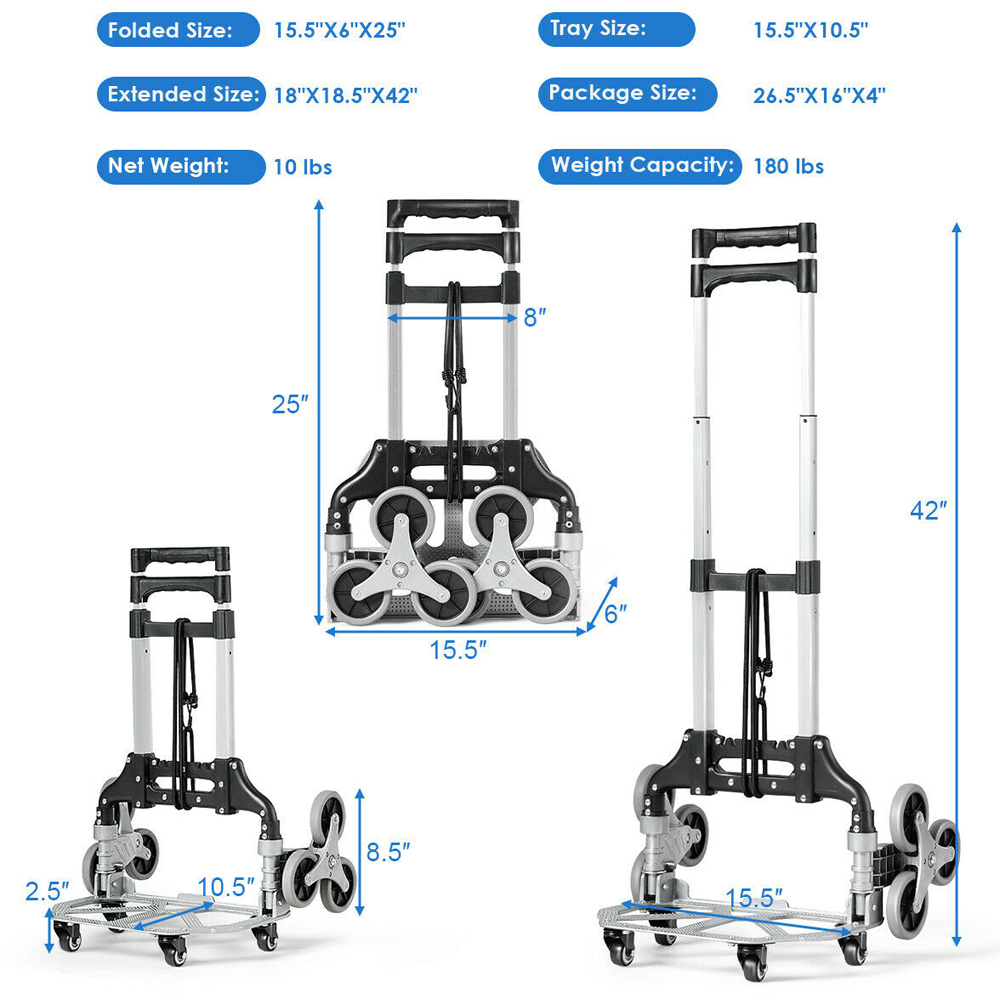 Costway Folding Hand Truck with Wheels and Elastic Rope Image 9