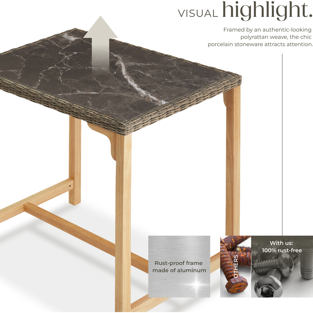 tectake 4 Seater Nature Polyrattan Garden Bar Bistro Table Image 4