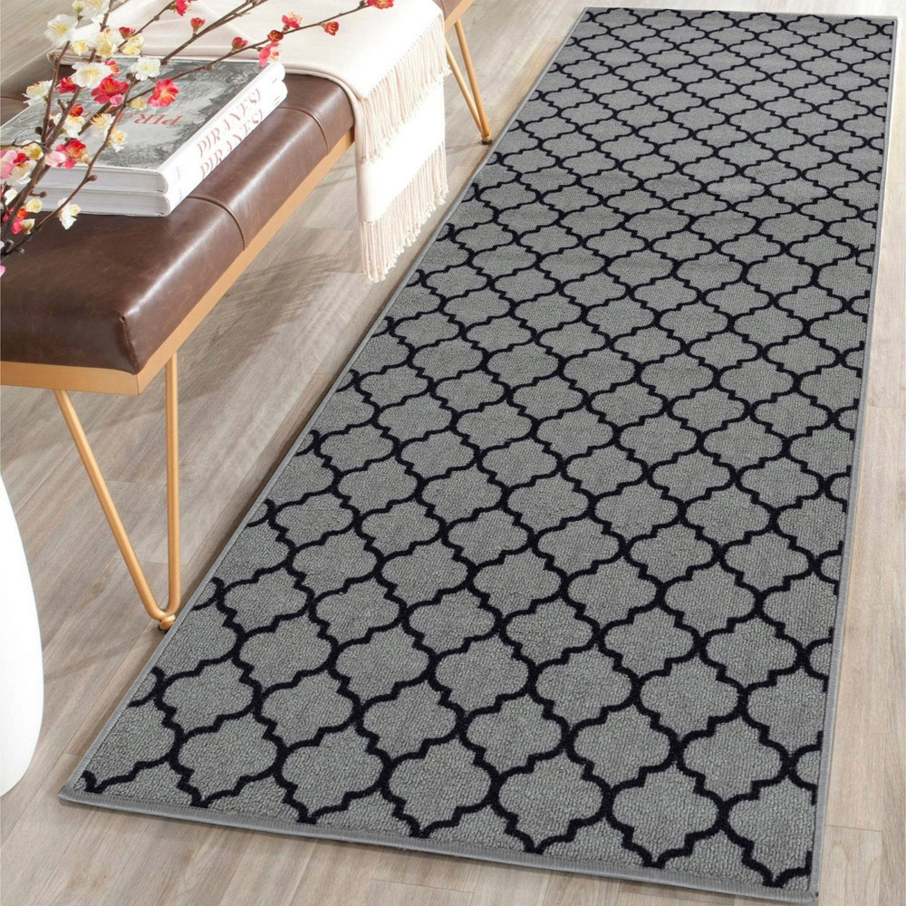 Smart Living Trellis Grey and Black Gel Back Non-Slip Mat 67 x 120cm Image 2