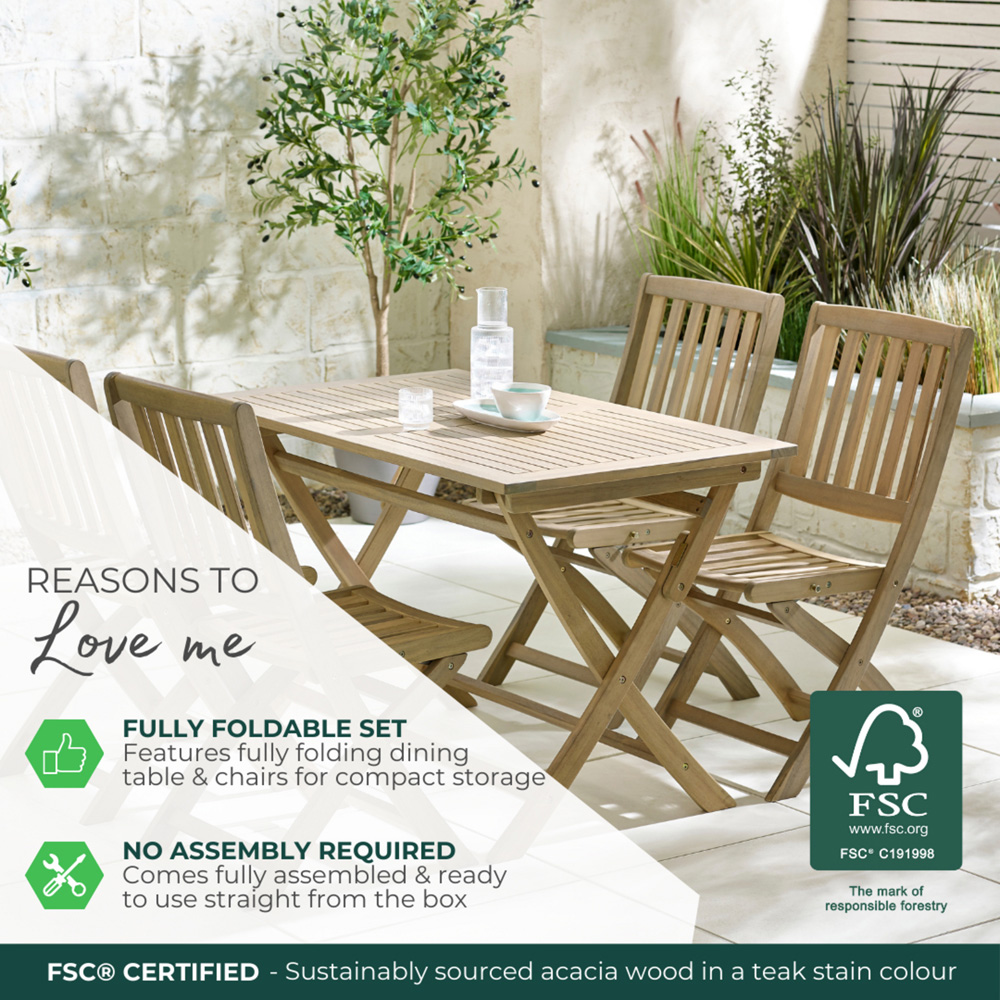 Furniturebox Essen 4 Seater Solid Wood Outdoor Dining Set Image 8