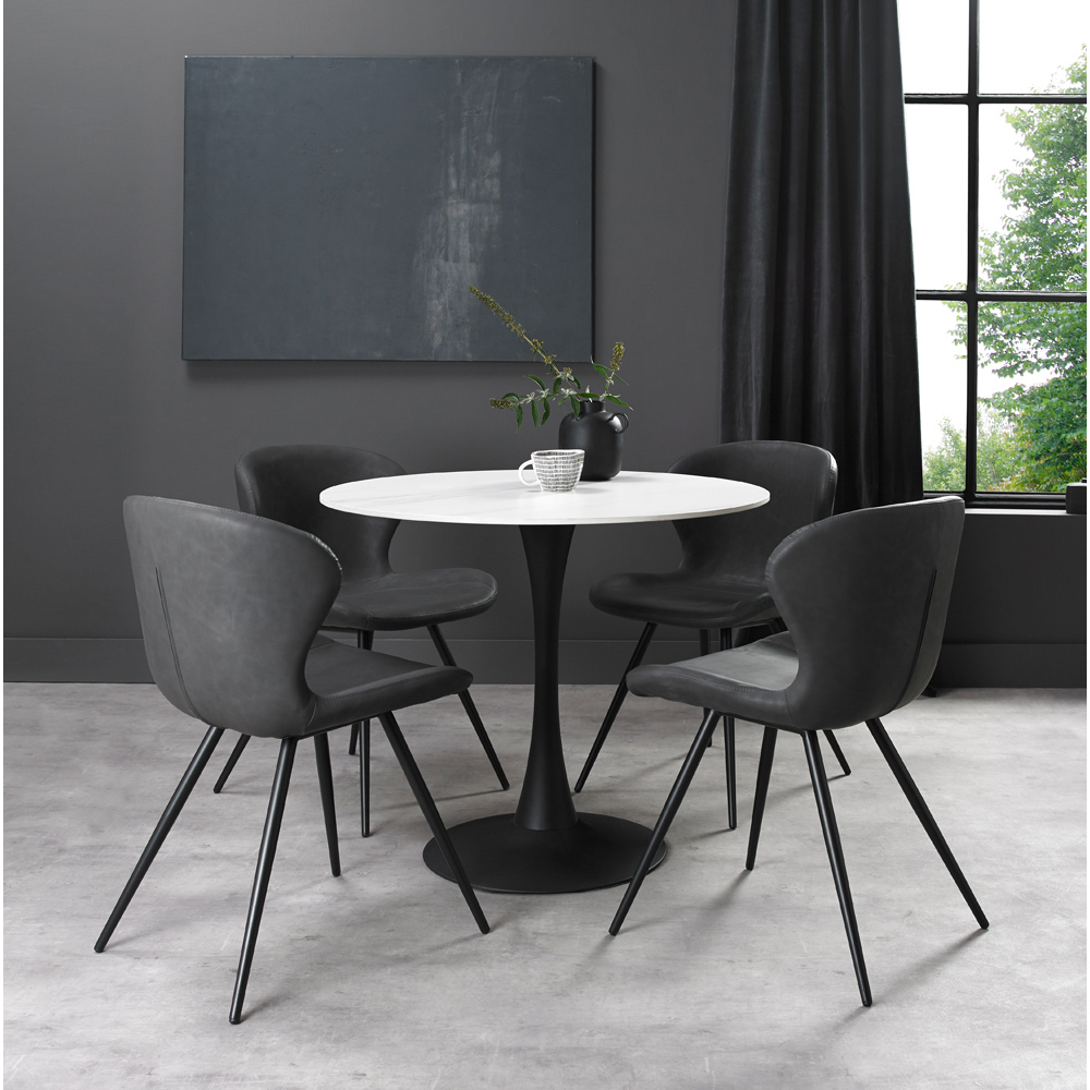 Bentley Designs Mason 4 Seater White Sintered Stone Circular Dining Table Image 5