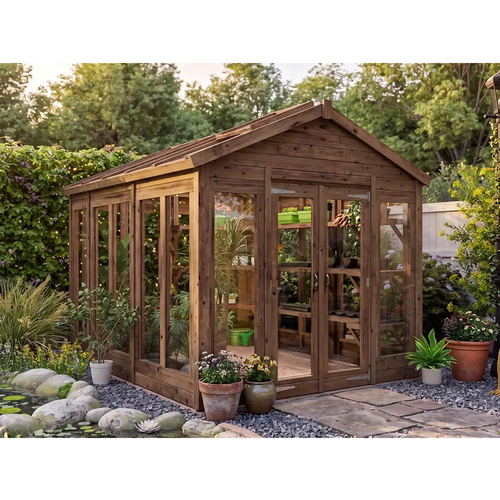 Dunster House Growzilla Brown Wooden 8 x 10ft Greenhouse Image 2