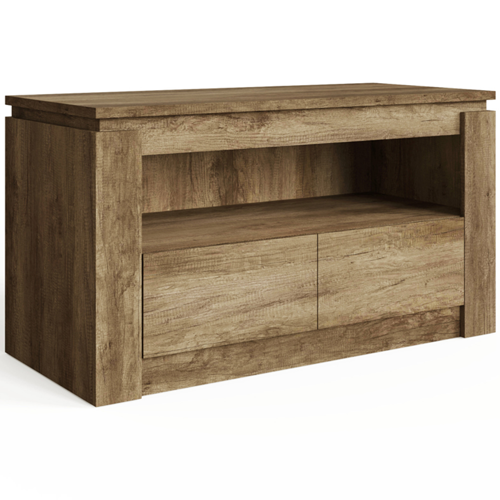 GFW Canyon 2 Drawer Single Shelf Oak TV Unit Image 2
