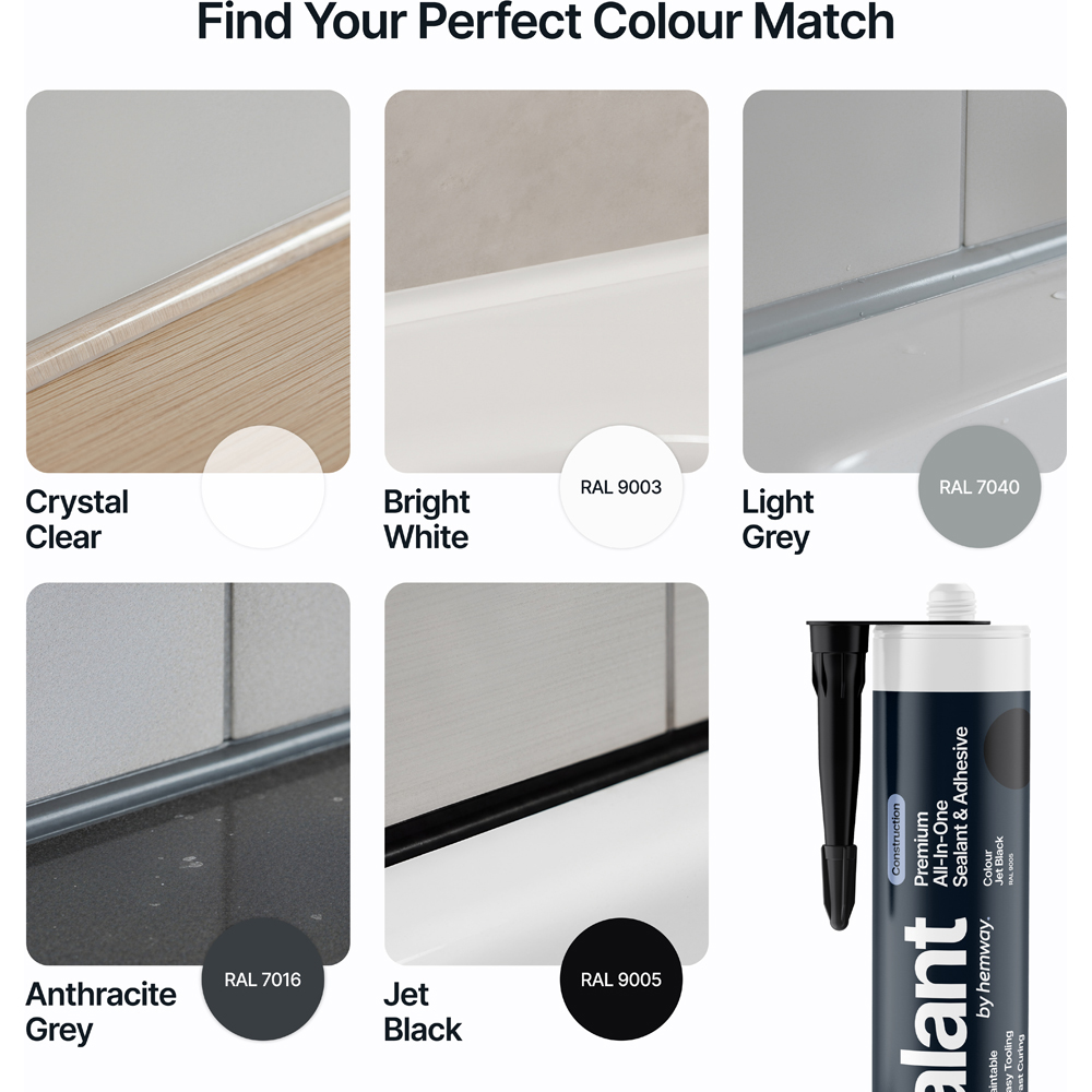 Hemway Jet Black All-in-One Construction Hybrid Polymer Sealant and Adhesive 300ml Image 5