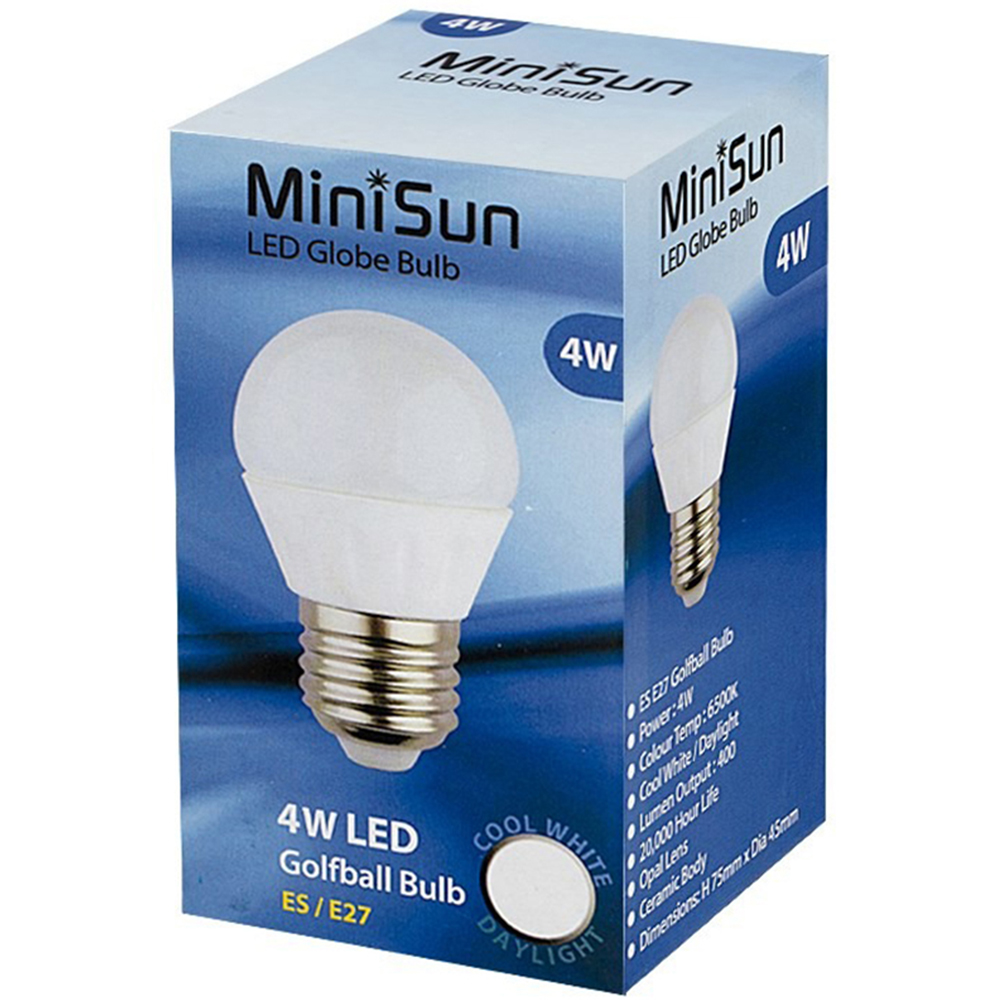 ValueLights 5 Pack E27 LED 4W 6500K Cool White Globe Light Bulbs Image 3
