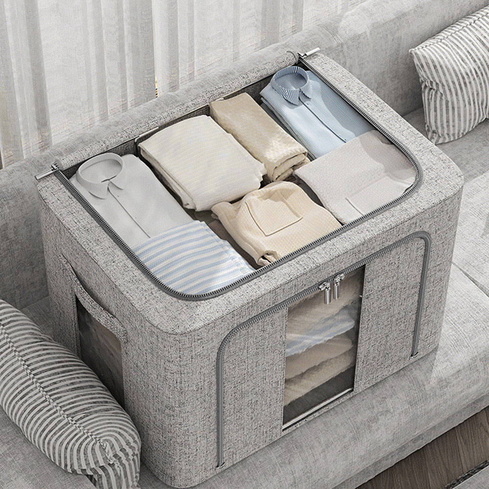 Living and Home Metal Frame Fabric Clothes Storage Box 100L Image 7