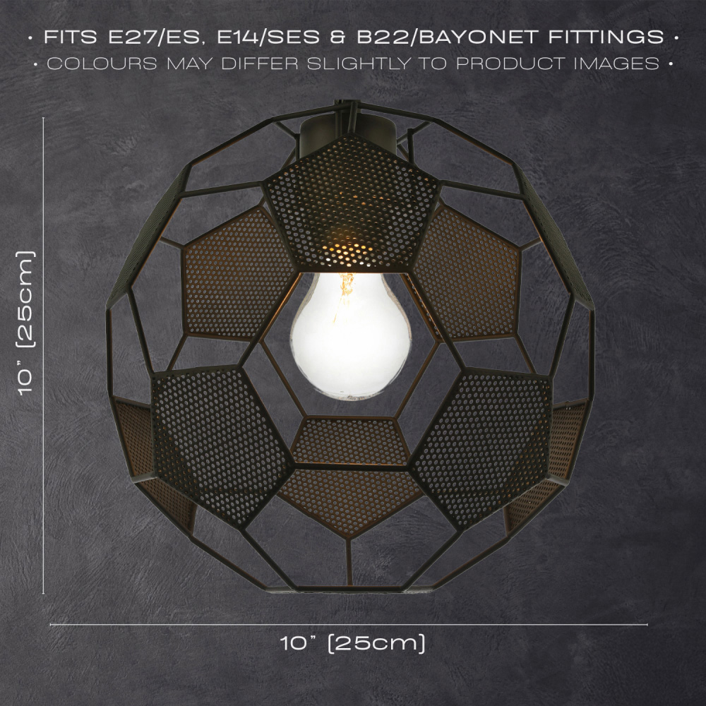 Happy Homewares Matte Black Football Soccer Pendant Lamp Shade Image 7