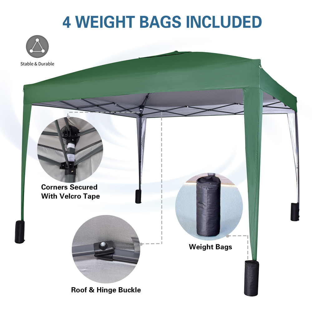 Green Pop Up Outdoor Canopy Tent with Removable Sidewalls 3 x 3m Image 6